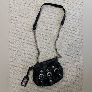 Badgley Mischka Black Leather Chain Crossbody Bag